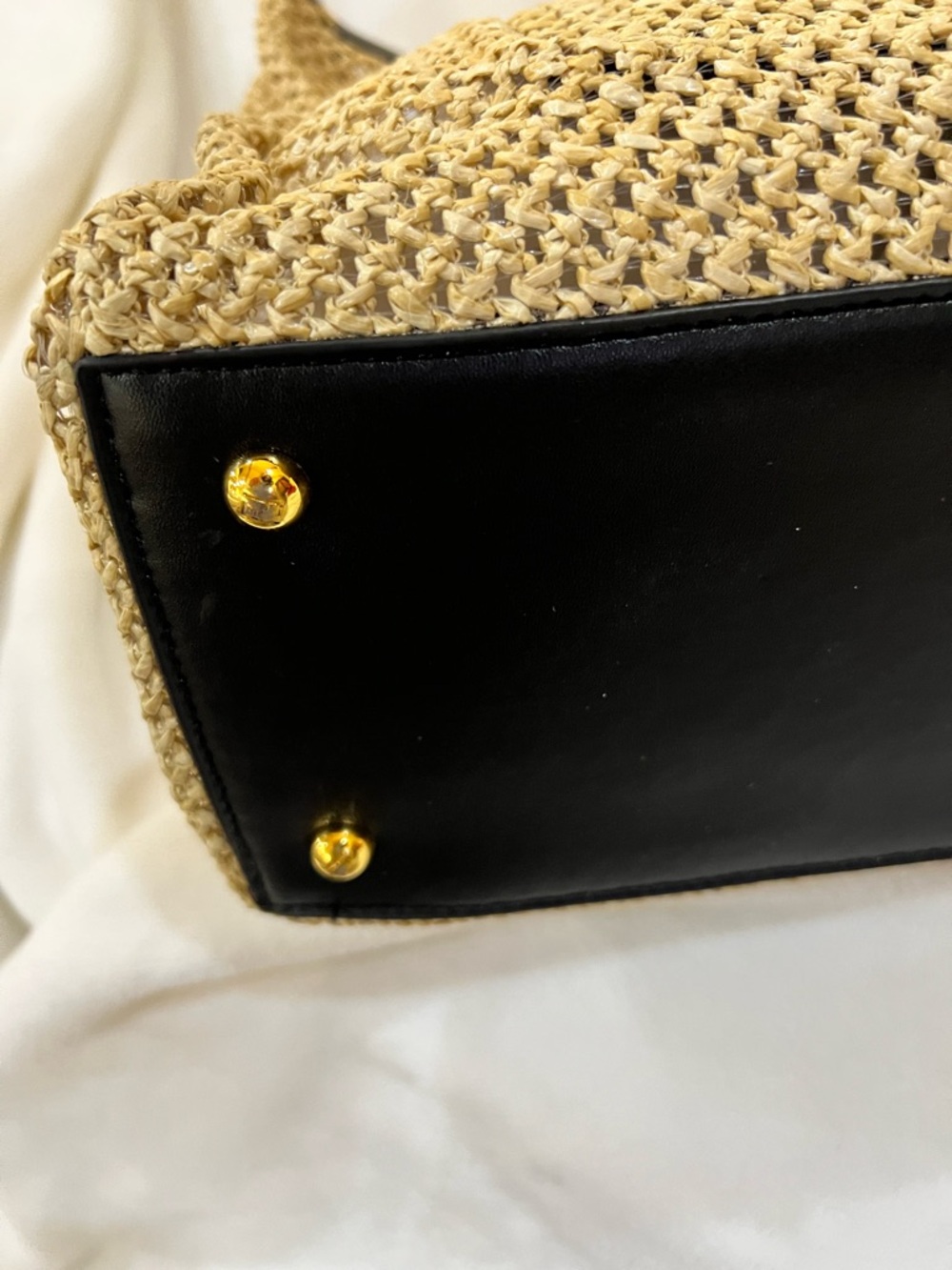 Natural Straw Tote with Black Trim - Picture 3 of 6
